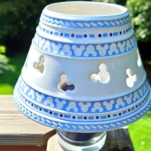 Vintage Disney Gourmet Mickey Mouse Blue and White Candle Shade Jar Topper